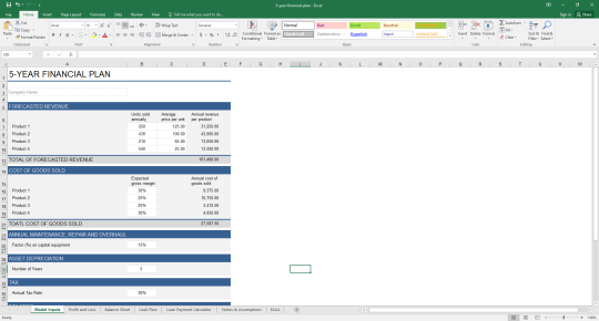 5-Year Financial Plan Excel Template Free Download